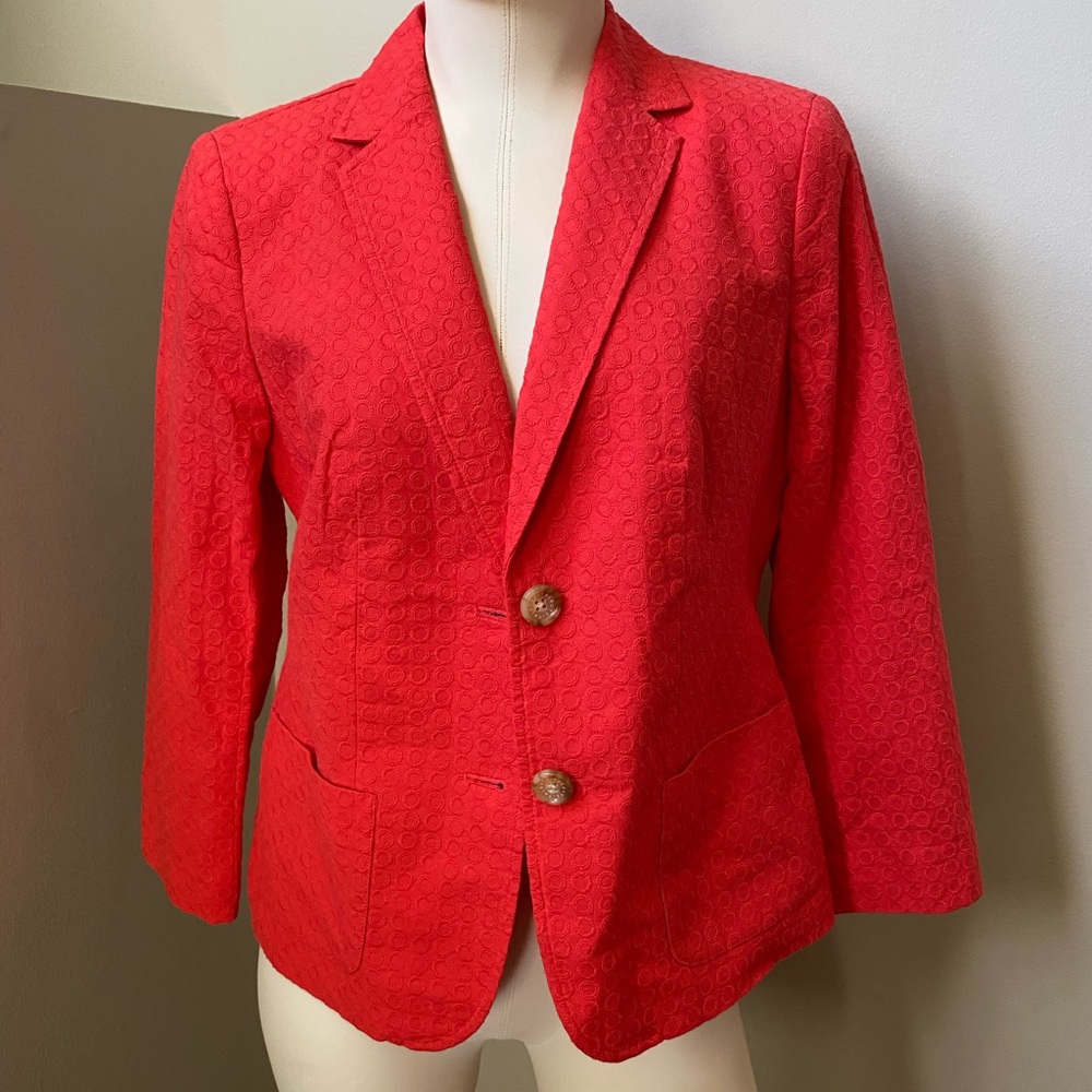 TALBOTS Coral/Red Lightweight Business Career Blazer | Size 4 - Picture 2 of 11